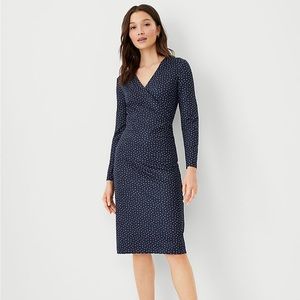 Ann Taylor Geo Refined Stretch Wrap Sheath Dress, size Small petite, NWT